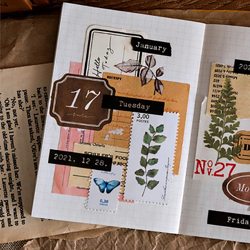 

Washi coil sticker book 2021 pay set 12 pages printer font die-cut digital collage basis