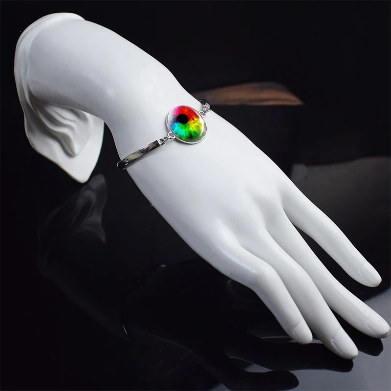 Браслет с радужными глазами ручной работы черные и коричневые кожаные плетеные