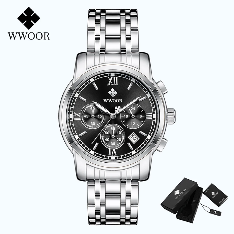 

WWOOR 2021 New Sport Men Chronograph Watches Top Brand Luxury Quartz Wrist Watch Man Business Waterproof Clock Relogio Masculino