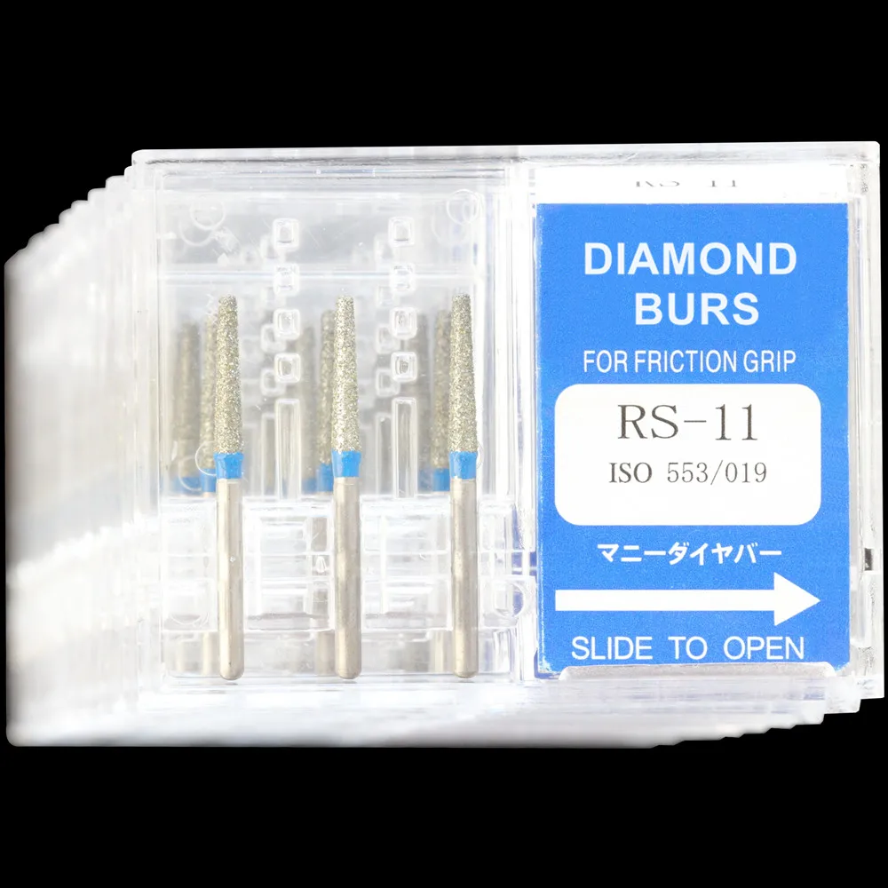 10 Packs Dental Diamond Burs RS-11/RS-21/RS-31 Polisher Drill Tools FG 1.6mm High Speed Handpiece DIA-BURS