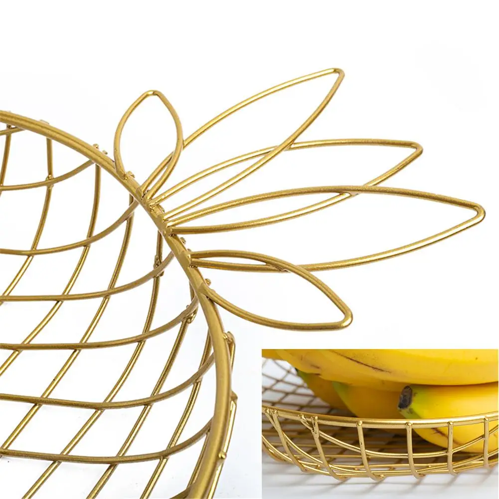 

Storage basket Creative Snacks Candy Basket Desktop Bedroom Kitchen Fruit Basket Decor European iron Hollow Black Storage Basket