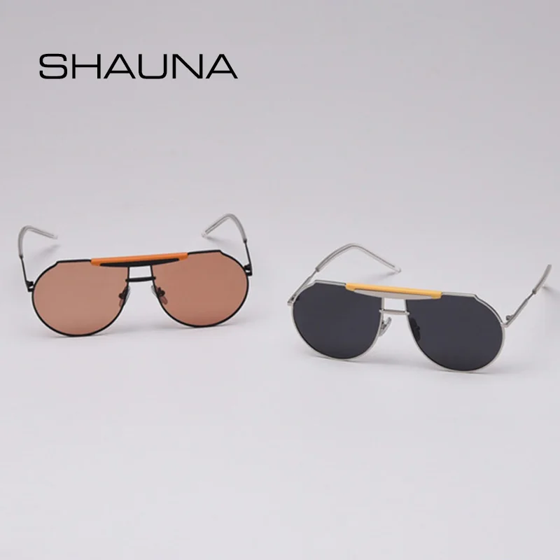 SHAUNA Ins, хит, трендовые, для женщин и мужчин, негабаритные, Круглые, поляризационные солнцезащитные очки, модные, неправильной формы, металлическая оправа, солнцезащитные очки