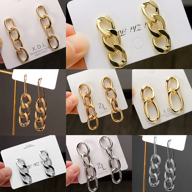 Винтаж цепочка цвета: золотистый длинные свисающие серьги для женщин ювелирное