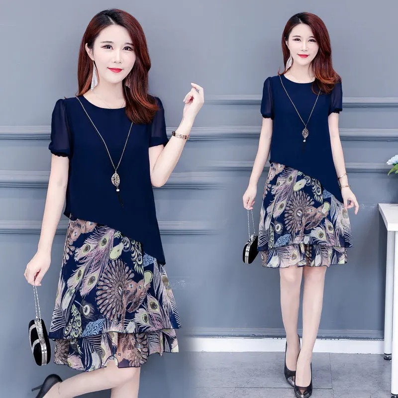 Летнее шифоновое платье черное с элементами женское принтом женская одежда |