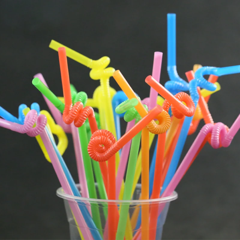 

Disposable Safety Pp Suction Pipe Art Drinking Straws Color Modeling Bending Long Foldable Party Multicolour Suckpipe 400pcs/lot