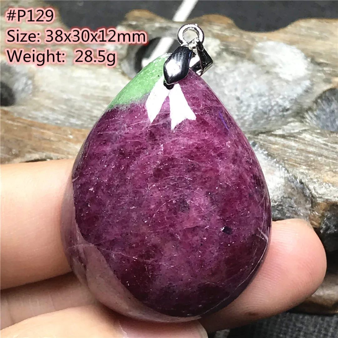 

Top Natural Ruby Zoisite Tumbled Pendant Jewelry For Women Men Healing Luck 38x30x12mm Beads Crystal Stone Silver Gemstone AAAAA