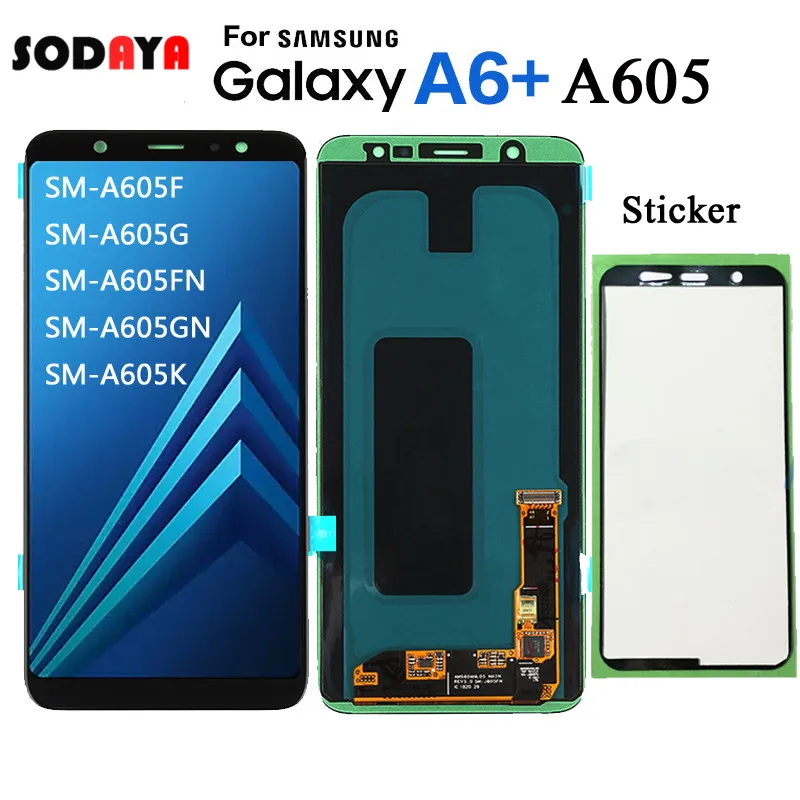 AMOLED для samsung Galaxy A6 Plus A605 ЖК-дисплей с кодирующий преобразователь сенсорного экрана в сборе
