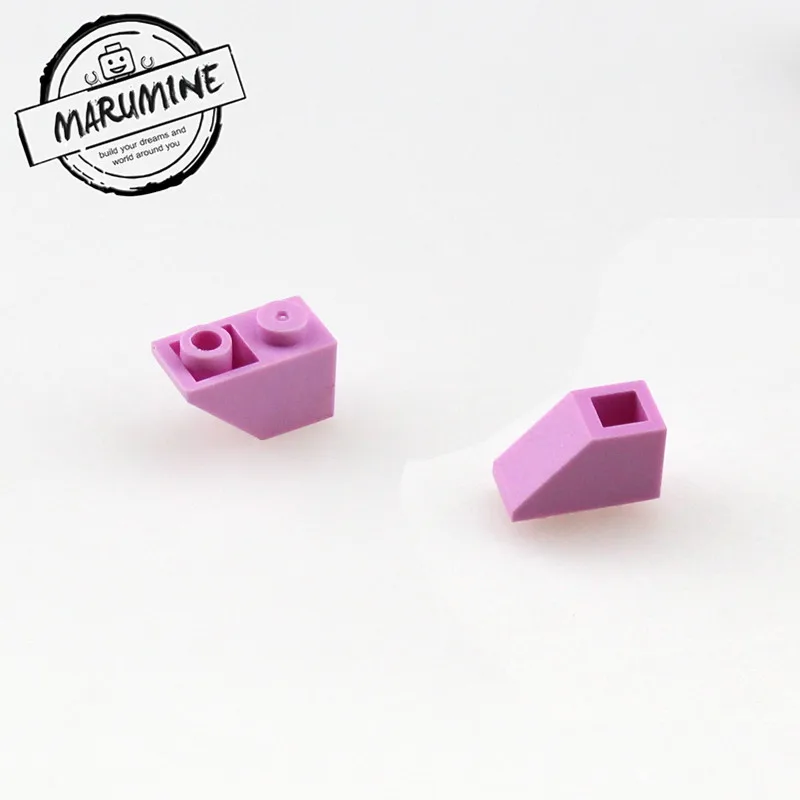 light pink MARUMINE кирпичи игрушки 200 шт./лот 2x1 перевернутый склон кирпич MOC строительные блоки Совместимые образовательные DIY игрушки Классический создатель - Цвет: light pink