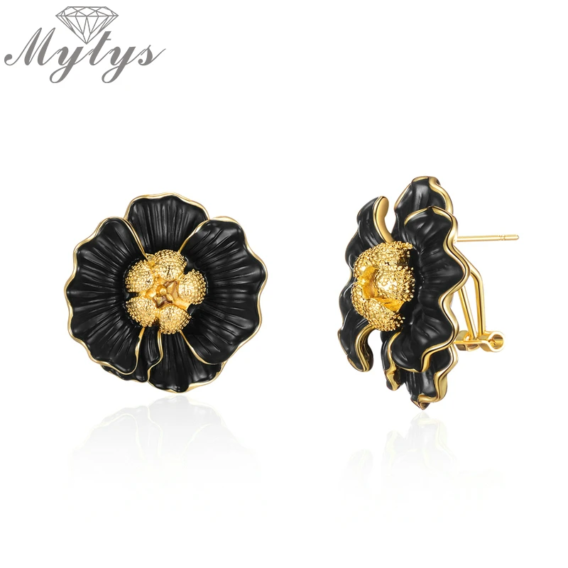 Mytys латунные металлические массивные серьги в форме цветка для женщин модные