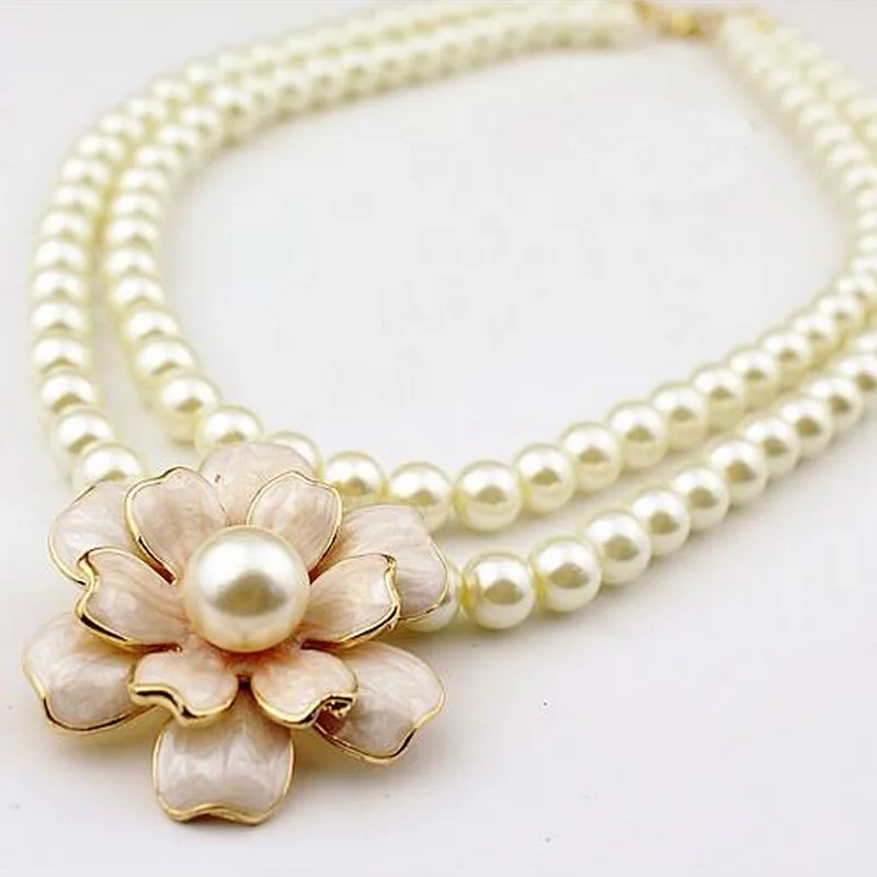 

Camellia double women deserve to act the role of fashionable joker pearl necklace sweater chain petal length