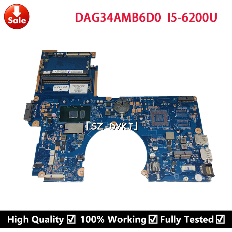 

For HP 15-AU Mainboard 860274-601 859246-601 DAG34AMB6D0 with i5-6200U Laptop motherboard