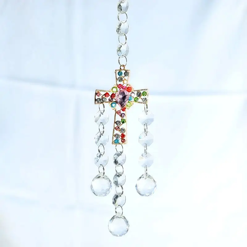 

Cross suncatcher room deco garden decoration crystal rainbow maker hanging ornament prisms chandelier wedding housewarming gifts