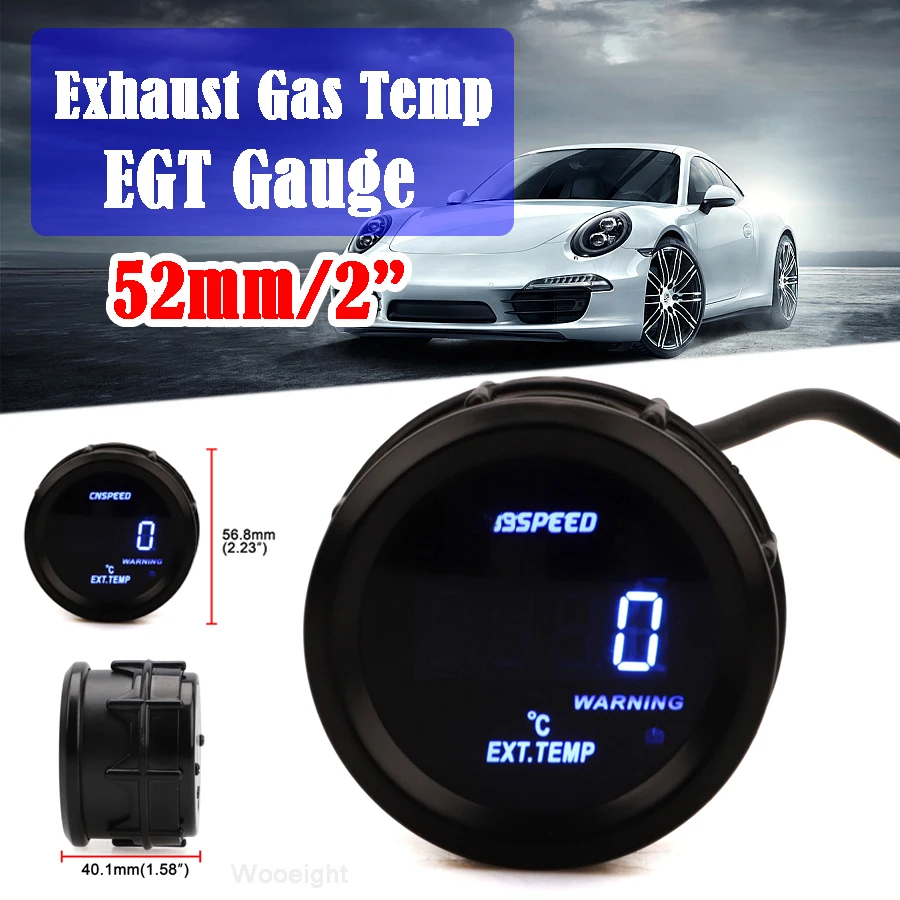 

Wooeight Universal 2" 52mm DC 12V LED Digital Exhaust Gas Temperature EGT Temp Gauge Meter Sensor Monitor Car Meter With Sensor