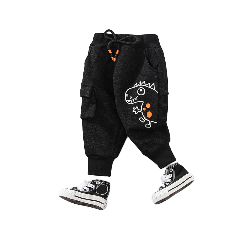 

Infant Casual Sports Pants Winter Spring Fashion Boys Trousers Plus Velvet Thicken Dinosaur Baby Harem Pants Children's Clothing