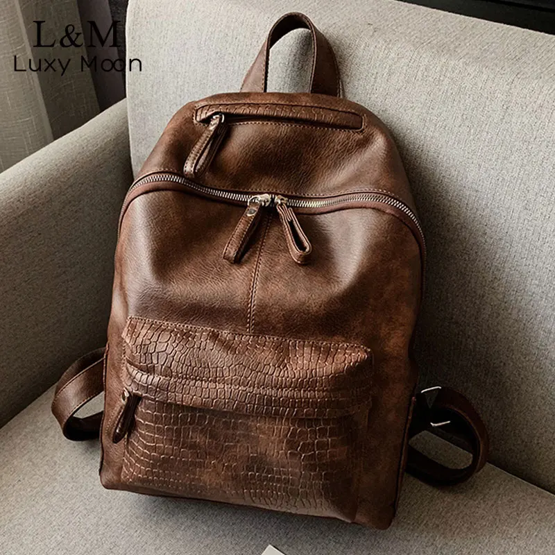 Рюкзак Аллигатор винтажная кожаная дорожная сумка для женщин вместительный