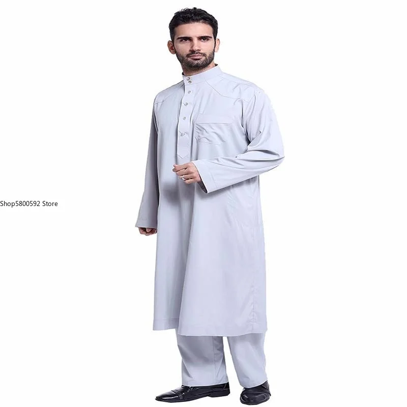 Muslim Clothing Arab Clothing Men Islam Muslim Dress Multicolor Button Saudi Thobe Formal Galabeya  Abaya Pakistani Clothes