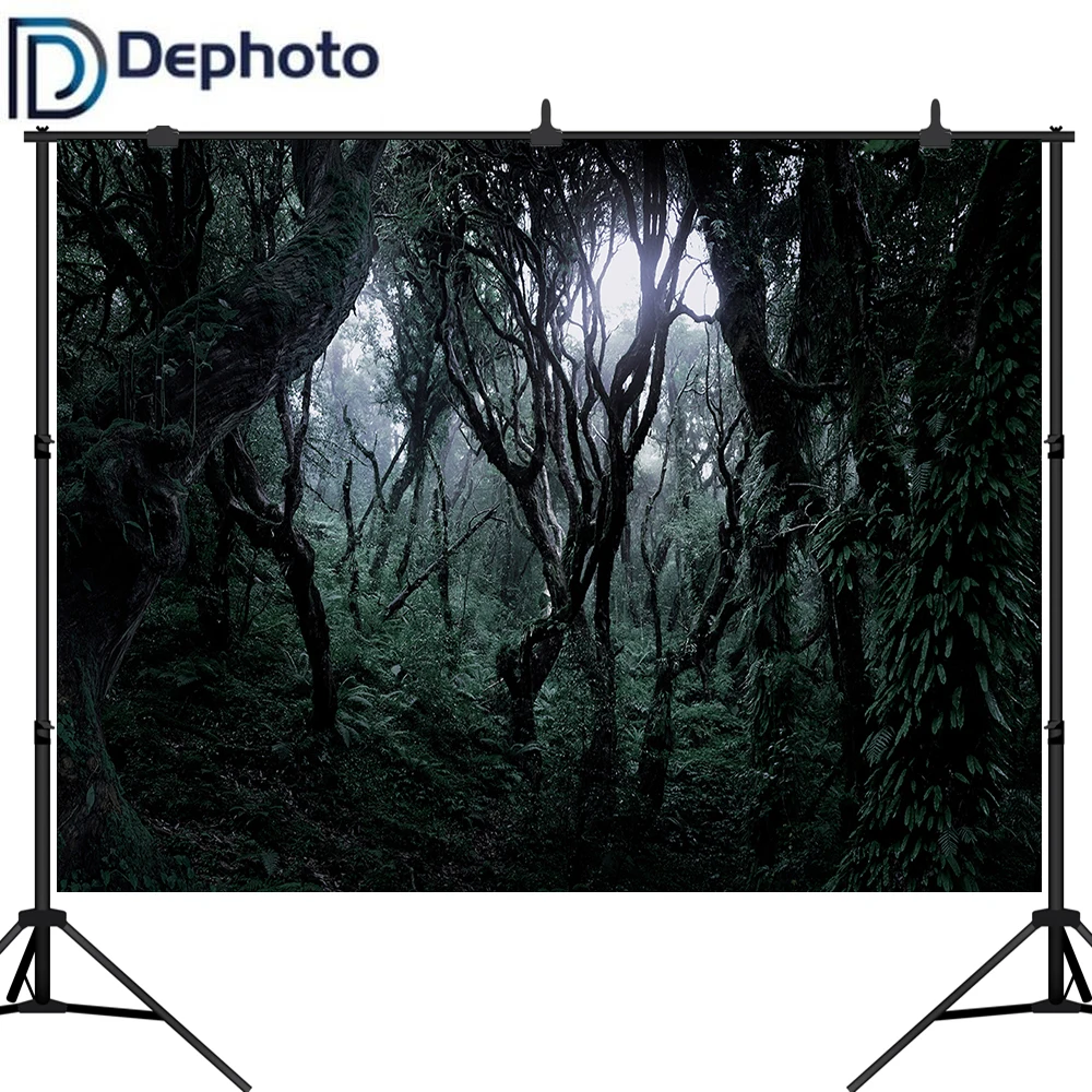 Dephoto фотография Фон Темный Таинственный лес Хэллоуин тема украшения фон