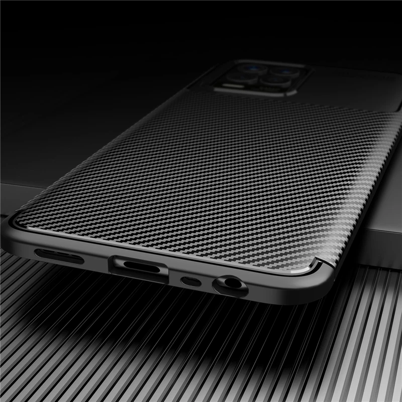 For Oppo Realme 8 Case Bumper Silicone Carbon Fiber Shockproof Back Cover For Oppo Realme 8 Case For Realme 8 6 7 8Pro 6.4 inch