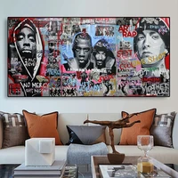 retro 2pac art rap canvas painting street art hip hop singer wall picture home room decorative poster canvas cudros no frame