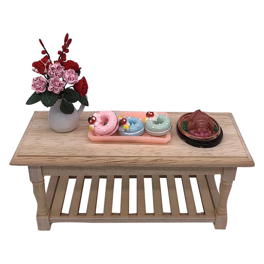 

1:12 Mini Dollhouse Furniture Miniature Wooden Tea Table Mini Dollhouse toys for children