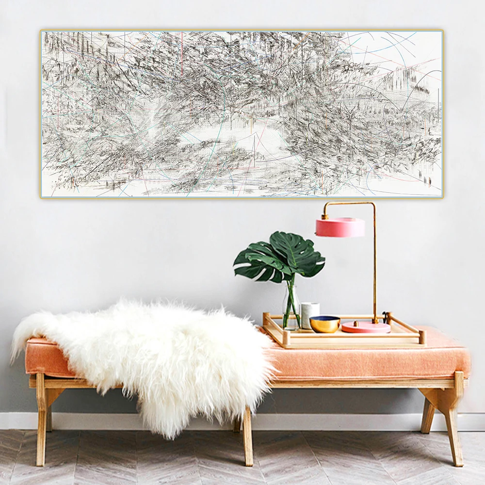 

Citon Julie Mehretu《Beloved,2013》Abstract Canvas Art Oil Painting Artwork Poster Picture Wall Decor Background Home Decoration