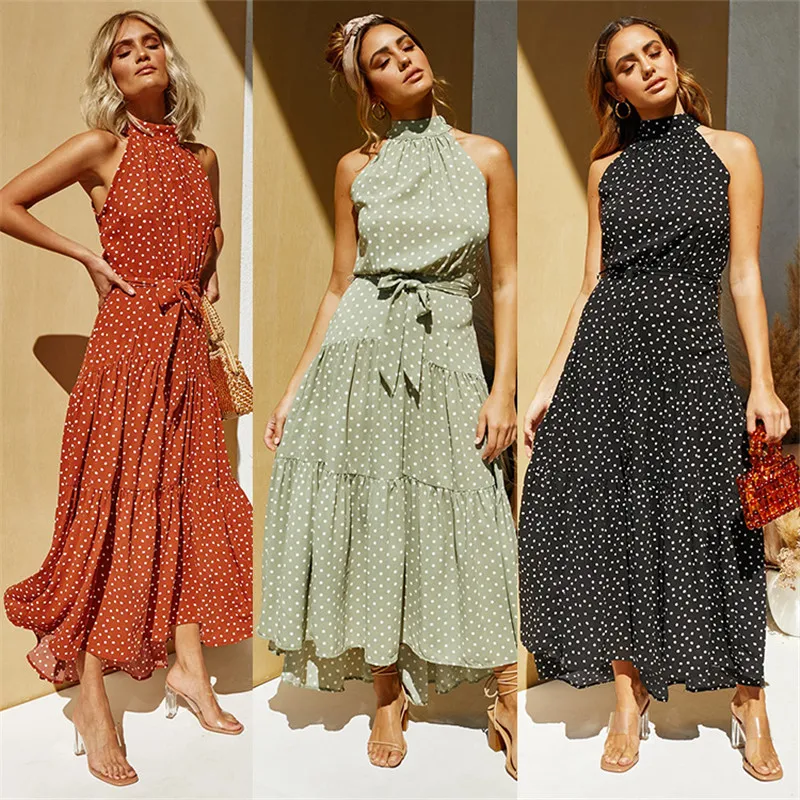 

Dresses Woman Casual Summer Robe-Femme Long Gown for Women Party Boho Chic Clothing Ruffles Turtleneck Dress Boho Chic Sleeveles