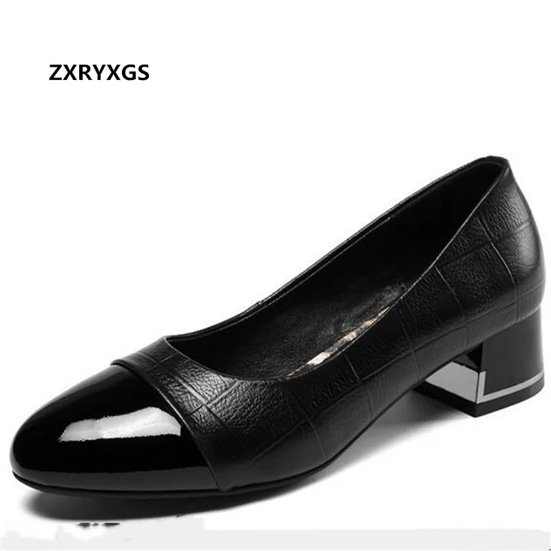 

2022 New Top Cowhide Women Black Shoes High Heels Genuine Leather Large Size Soft Sole Comfortable Shoes Women High Heel Shoes