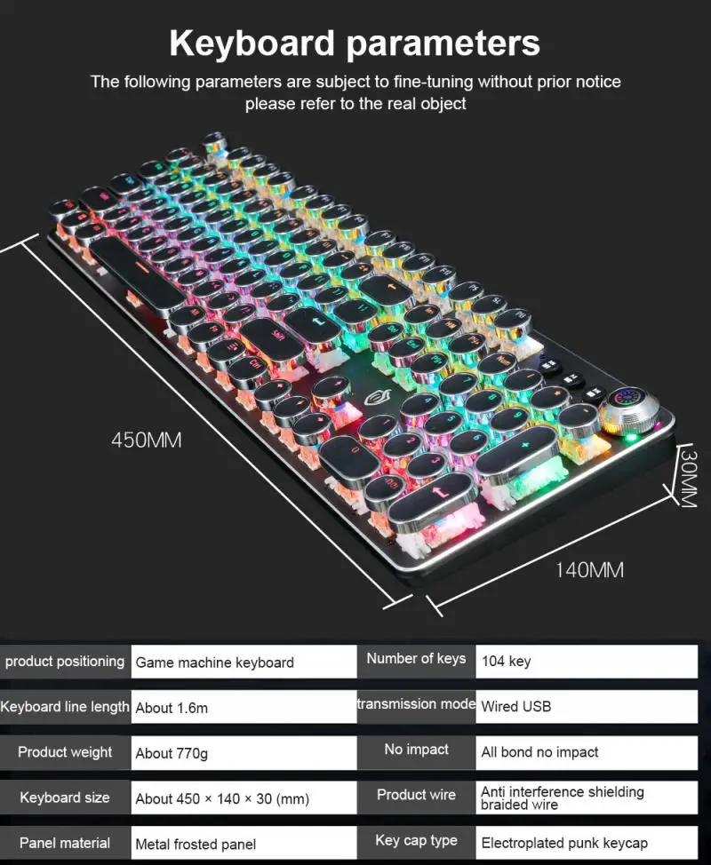 

2021 Gaming Mechanical Keyboard Game Anti-ghosting RGB Mix Backlit Blue Switch 108keys Teclado Mecanico For Game Laptop PC