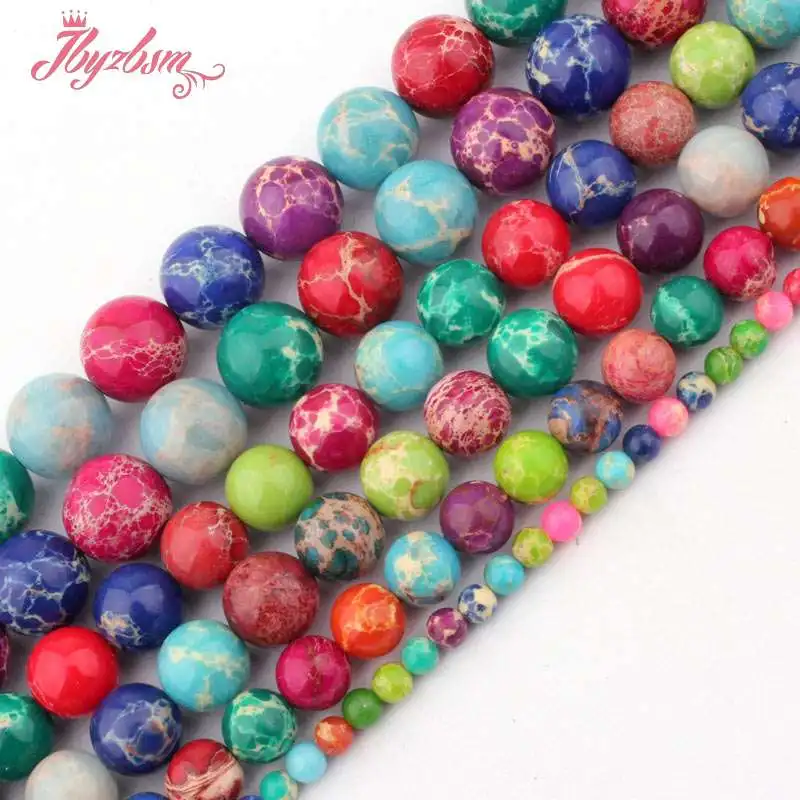 6 8 10 12mm Round Smooth Mixed Color Sea Sediment Stone Beads Strand 15&quot For DIY Necklace Bracelats Jewelry Making Free Shipping |