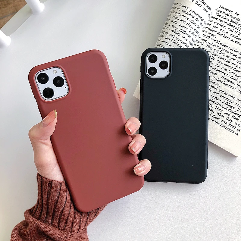 Однотонный матовый чехол для iPhone 11 простой Pro Max 7 8 Plus 6 6s X XSMax XR XS |