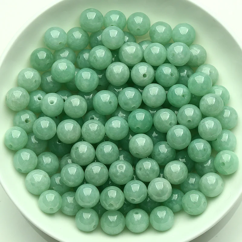 10PC Natural Jade Emerald AAA+ Green 9.5mm Bead Accessories DIY Bangle Charm Jewellery Fashion Hand-Carved Luck Amulet
