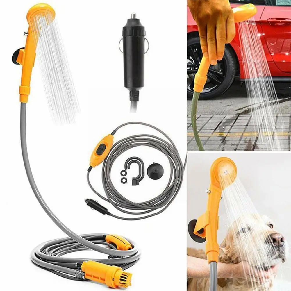 

Portable Car Washer 12v Camping Shower Car Shower High Pressure Power Washer Electric Pump For Outdoor Camping Travel Pe L2z1