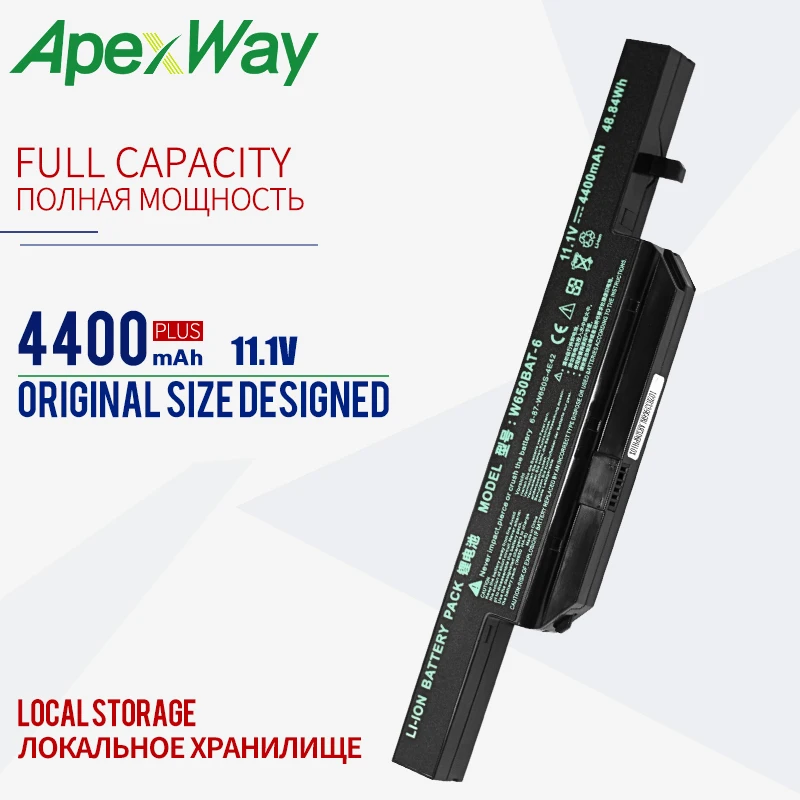 4400mAh 11,1 V аккумулятор ноутбука W650BAT-6 6-87-W650-4E42 K590C-I3 K610C-I5 K710C-I7 G150S G150TC K650D K650D-I5 D3 K4 K5 P4 P5