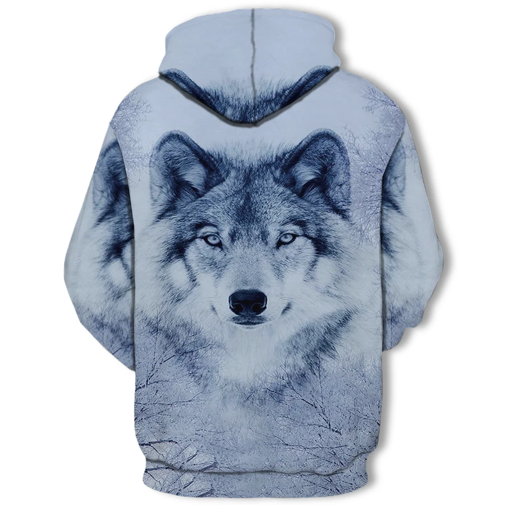 Толстовки с капюшоном изображением волка для мужчин и женщин сезон осень зима