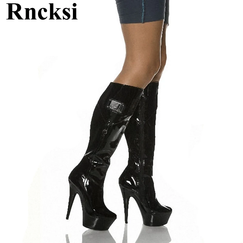 

Rncksi New Sexy Pole Dance Fashion Women Shoes Wedding Night Club Party Quee Dress Boots Lace Up 15cm Heels High Knee High Boots