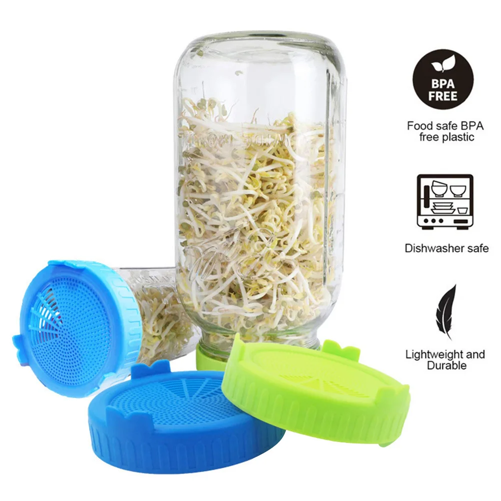 

Sprouting Lid Seed Growing Fermentation Vegetable Sealing Lids Food Grade Mesh Sprout Cover Kit for Mason Jar
