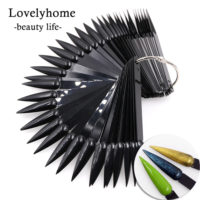 Острые веерообразные накладные ногти 50 шт. демонстрация практических ногтей