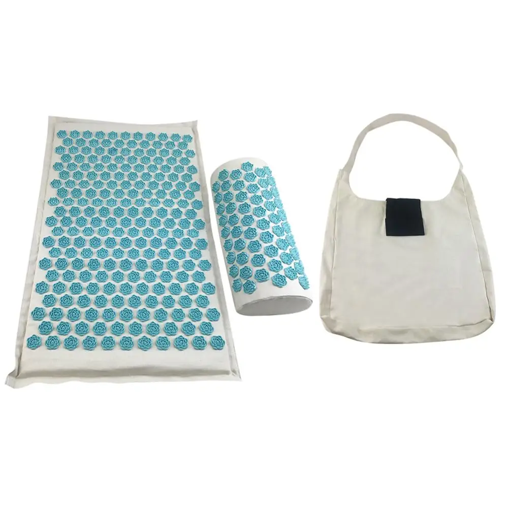 Massager Cushions Acupressure Relieve Back Pain Spike Mat Massage Yoga Mats Yoga Mat with Pillow Needle Massager - Цвет: B Cushion Pillow Bag