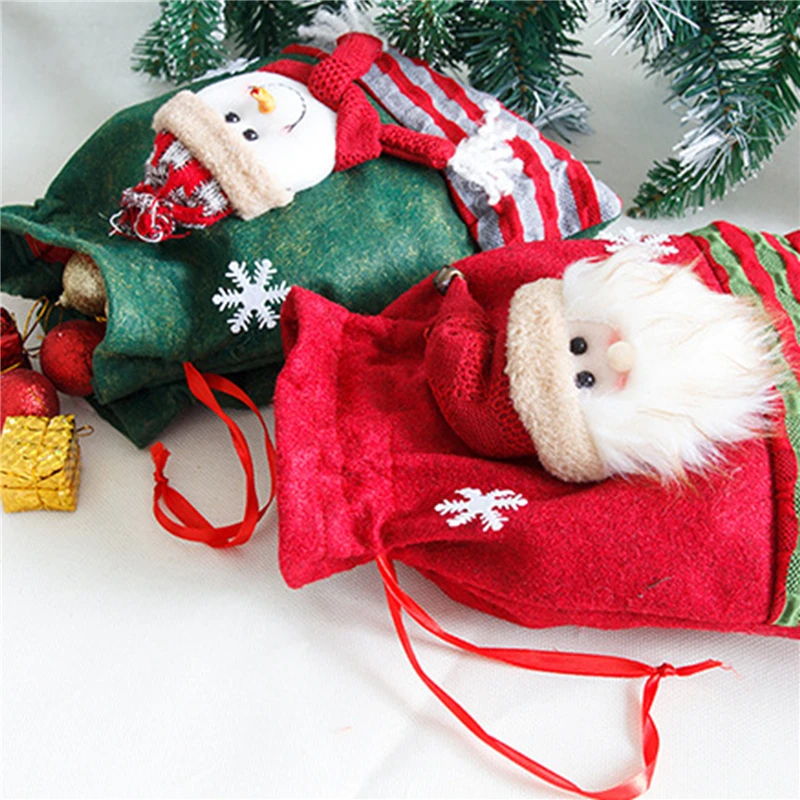 

Christmas Santa Bags Sack Large Gift Bag Xmas Non-Woven Fabric Drawstring Bags Candy Jewelry Storage Bags For New Year
