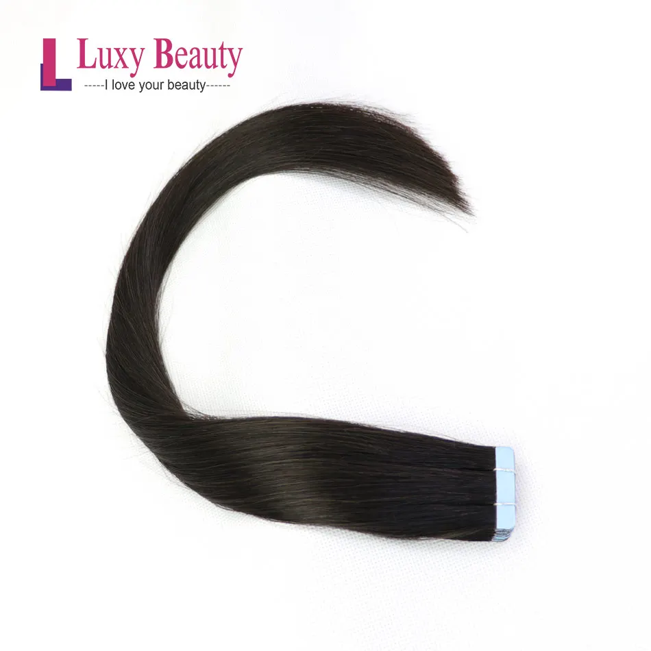 Lucybeauty# 1B натуральный черный 1,5 г/шт. лента для наращивания человеческих волос Remy косметические пластиковые контейнеры для кожи уток волос 1"-22"