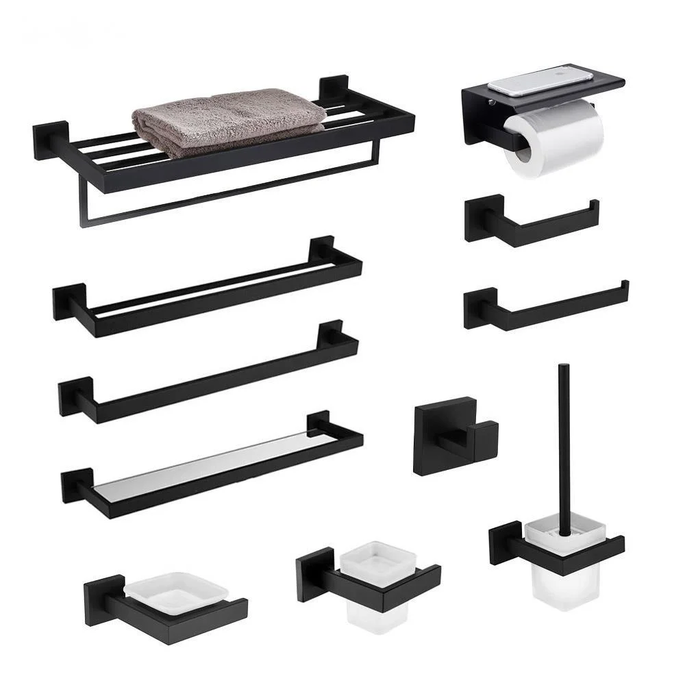 

Black Quality Bathroom Hardware Set 304 Stainless Steel Towel Rack Toilet Paper Holder Liquid Soap Holder Towel Bar 10 Choice