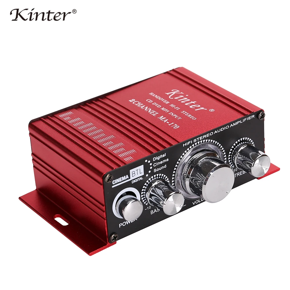 Red without adapter Kinter мини аудио усилитель для динамика 2 канала MA-170 домашние мотоциклетные Автомобильные усилители стерео звук DC12V кабель питания - Цвет: Red without adapter