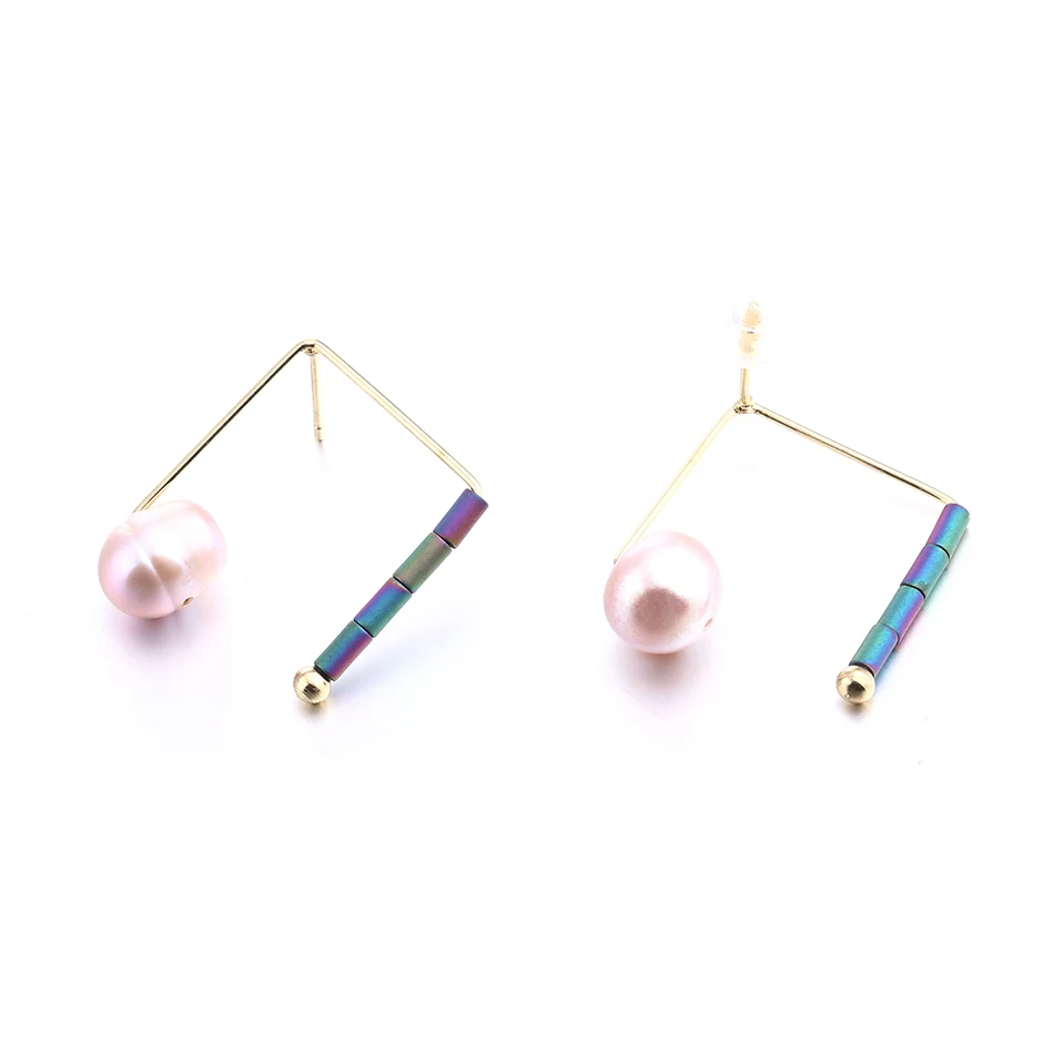 Женские серьги гвоздики Match Right винтажные геометрические с искусственным