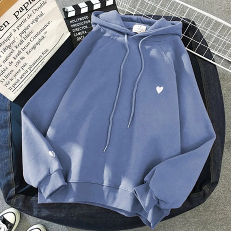 Blue Толстовка Harajuku стиль свободная одежда Женская Куртка tide Толстовка Размер Уличная para спортивный костюм плюс бархат утолщение - Цвет: Blue