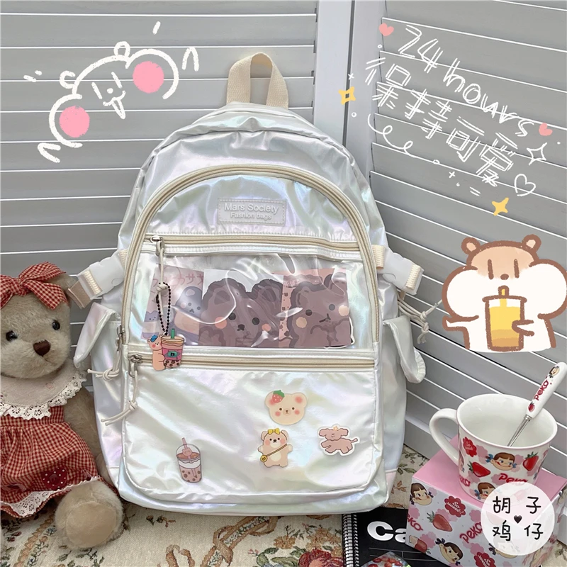 

YJ318 Harajuku Symphony Pearlescent Soft Girl Girl Student School Bag Female Large Capacity Backpack