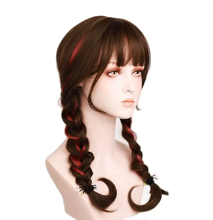 

2021 New Curly Hair Piece Multi-color Children's Headband Wig Extension 22 Inch Synthetic Gradient Wig