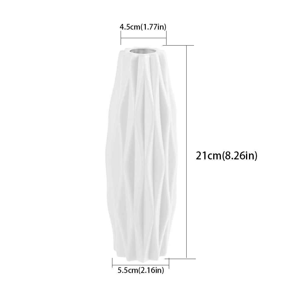 

Flower Vase White Imitation Ceramic Flower Pot Decoration Home Plastic Vase Shatterproof Flower Plant Pot Home Wedding Decor