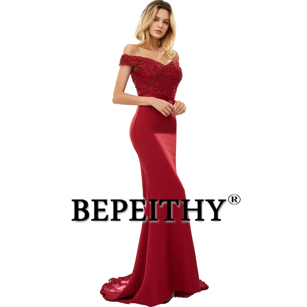BEPEITHY Robe De Soiree Русалка бургундское длинное вечернее платье вечерние элегантные vestido de festa длинное платье для выпускного вечера с поясом