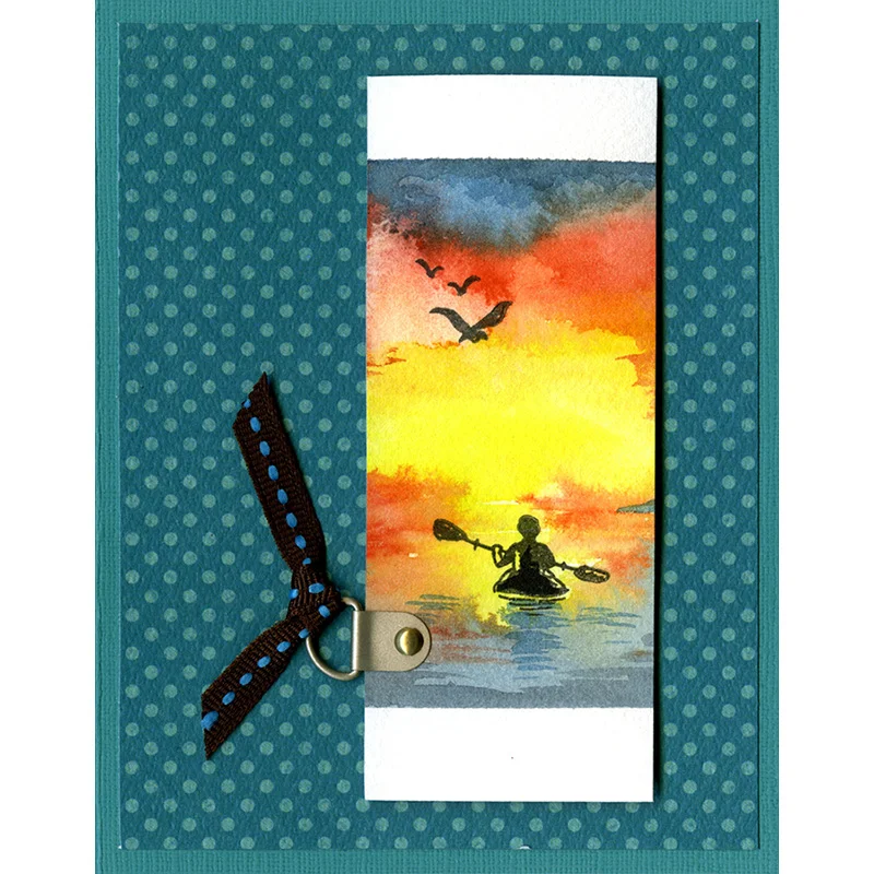 QWELL 4*6 дюймов прозрачные марки кокосовые пальмы велосипед сцена заката для DIY