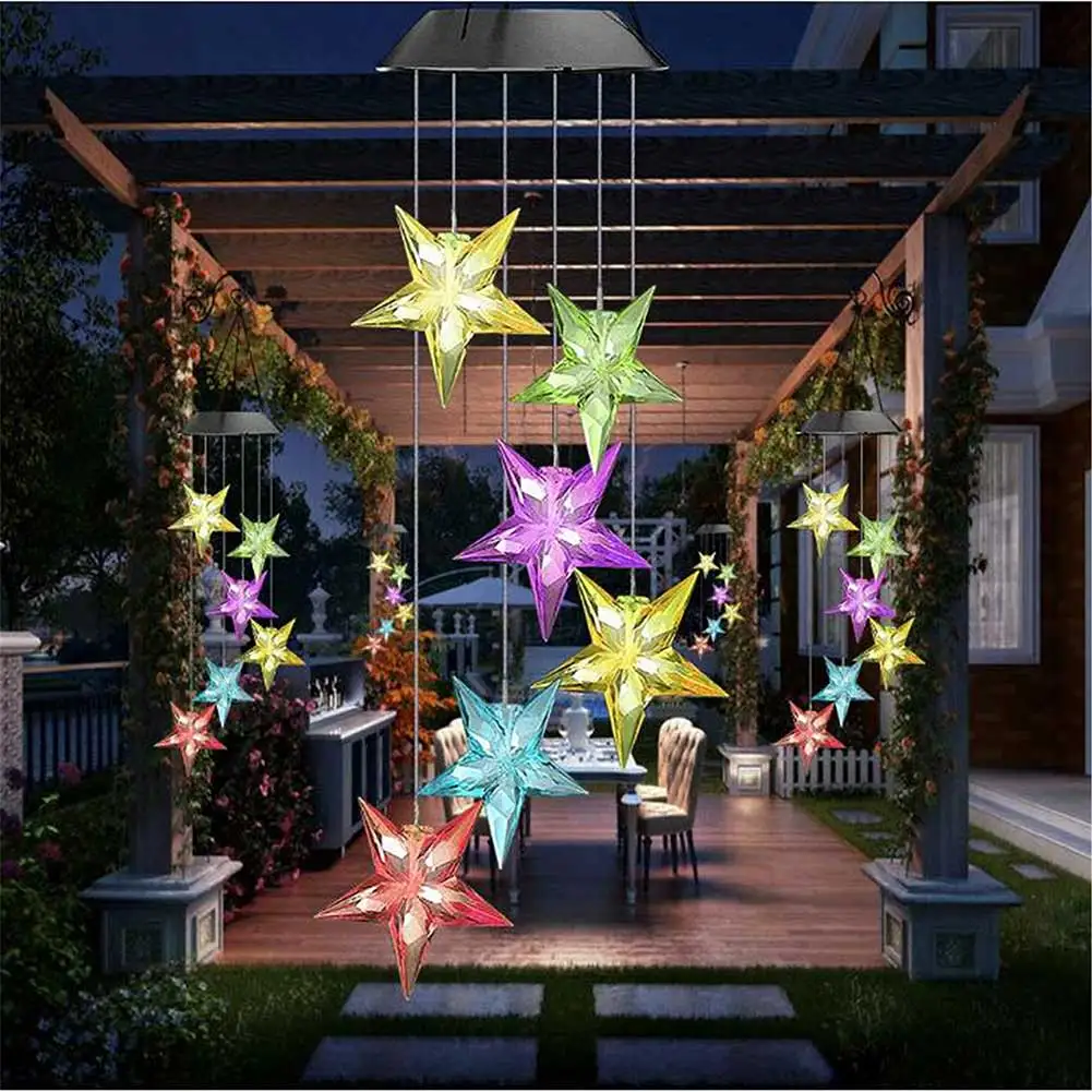 

Color Changing 6 LED Solar Air Rotator Transparent Start Lamp Wind Chime Night Light Home Outdoor Garden Fences Decoration Lamp
